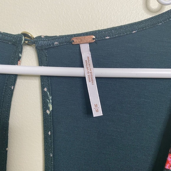 Free People Dress Womens SZ M  Celia Mini Green Floral Emerald Jewel Combo - Picture 8 of 11